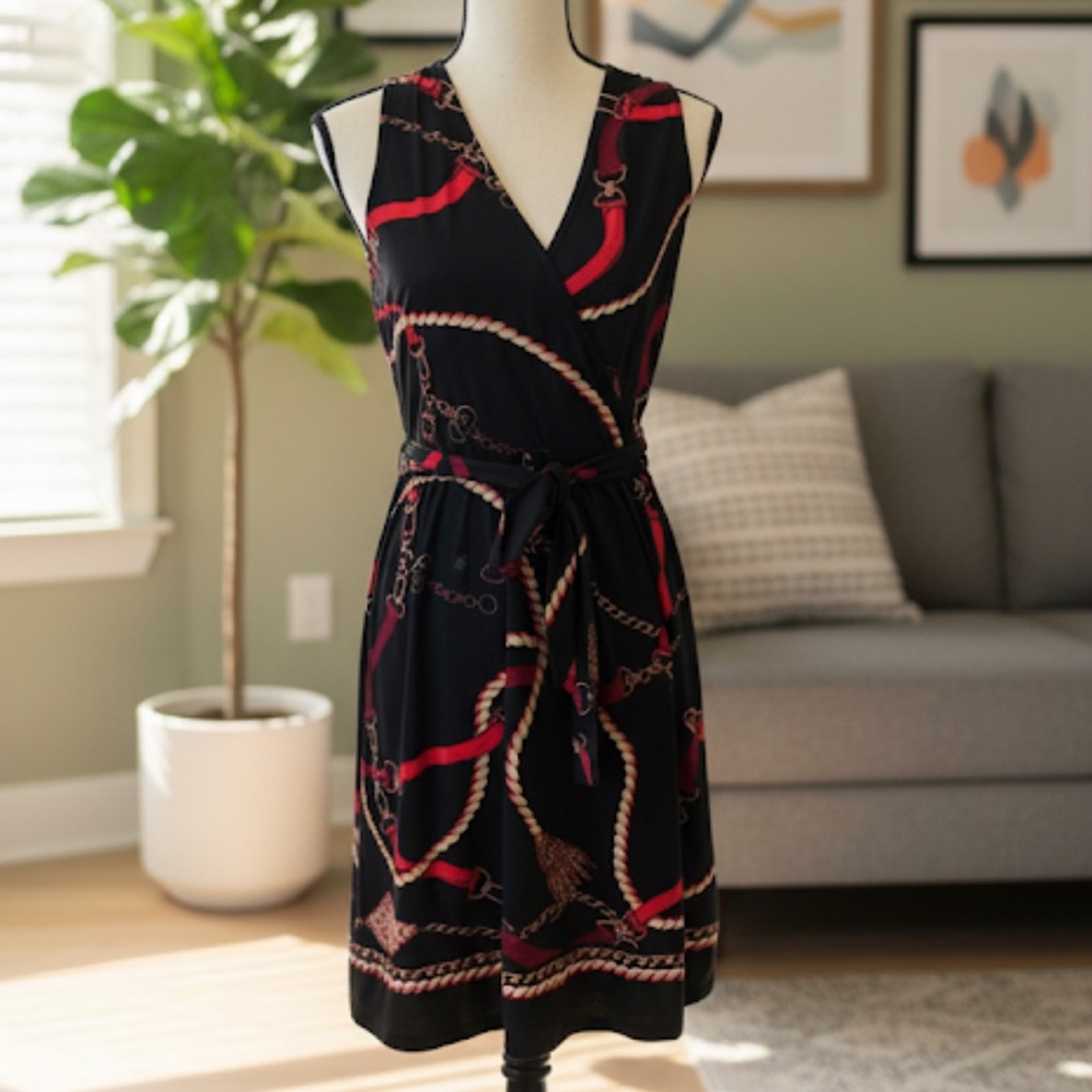 INC International Concepts Black and Red Chain Mini Dress